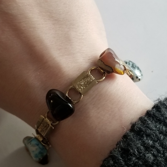 Vintage bracelet Rock Collection bracelet silver tone gem - Picture 12 of 15